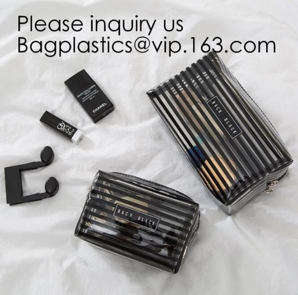 Clear Zipper Pouch with Strap Makeup Bag PVC Cosmetic Pouch,Printing Clear Zip lockk Cosmetic PVC Pouch, bagease, bagplast