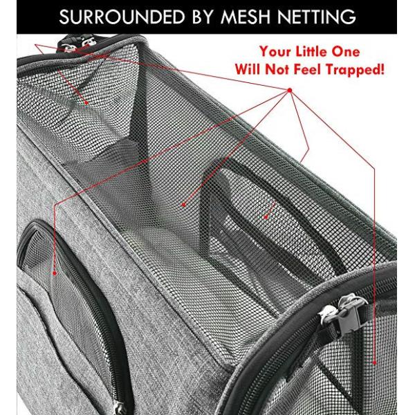 Portable  Airline Approved Pet Carrier Bag With Backpack Belt Safety Locked Zippers