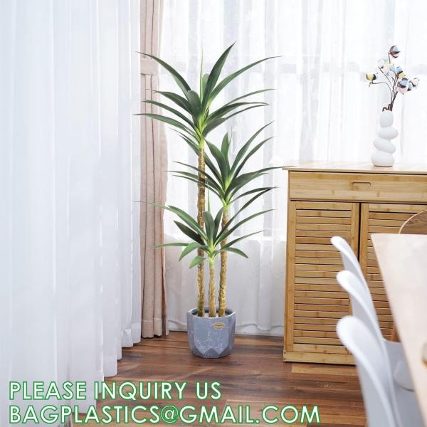 Artificial Tree 4.7Ft Faux Agave Plant with 3 Heads in Plastic Pot Fake Tree for Home Decor Indoor or Outdoor Office