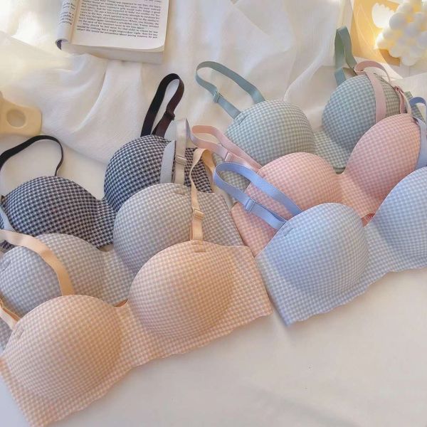 Wholesale Hot Selling Women Bra Factory Warehouse Promotion Price Solid Color Young Ladies Bra Houndstooth Stripes