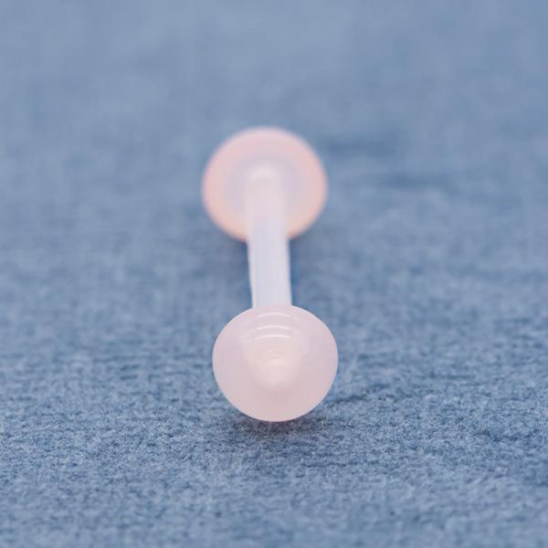 Double Pink Dome Flat Bottom Tongue Ring Piercing Acrylic 14G 16mm