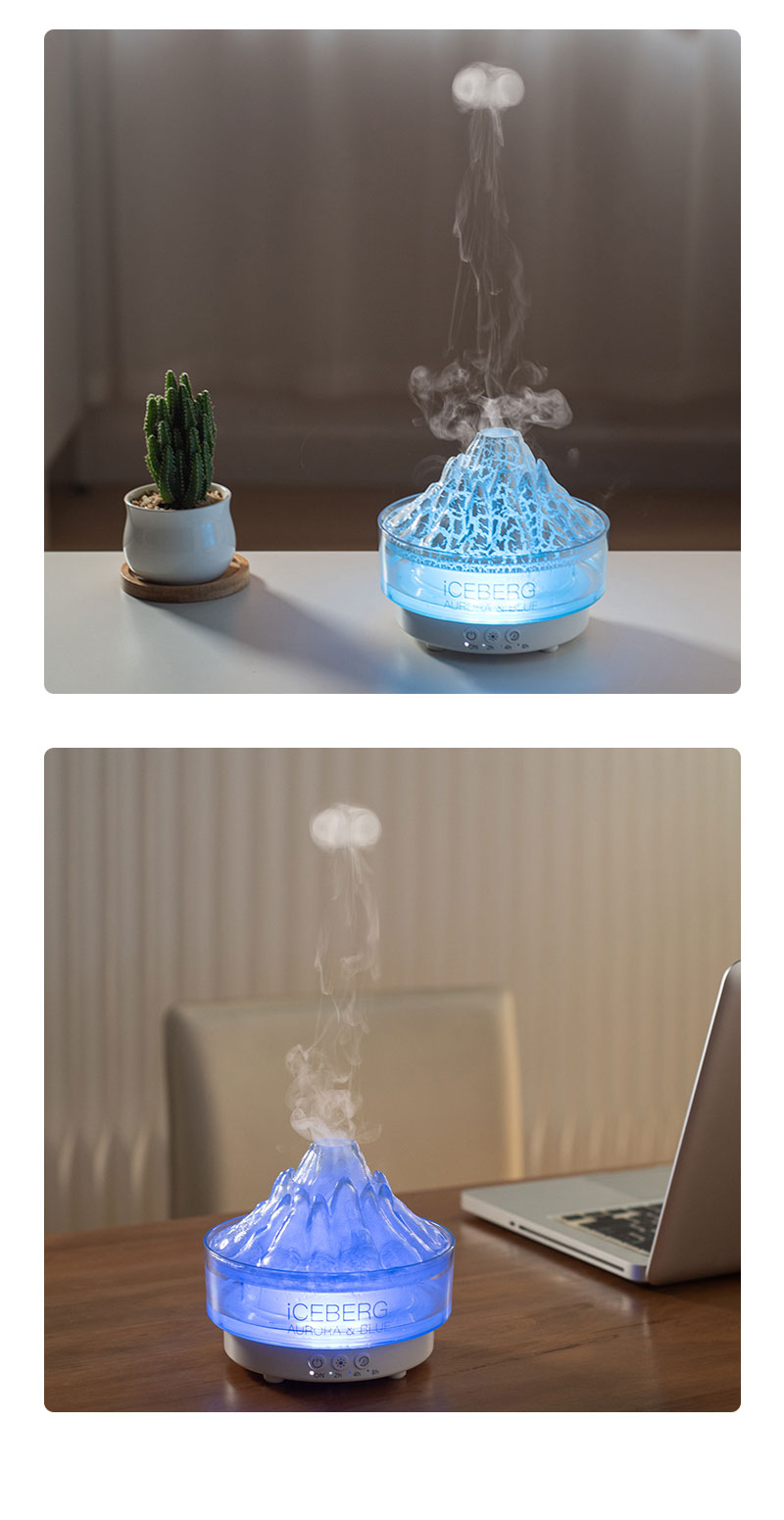 Waterscape Pattern Stone 7 Color Night Light 260 Tank Jellyfish Mist Humidifier Flame Magma Crack Volcanic Aroma Diffuser