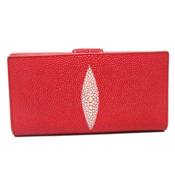 Authentic Real Stingray Skin Women's Long Red Wallet Lady Card Holders Genuine Leather Female Large Phone Clutch Purse