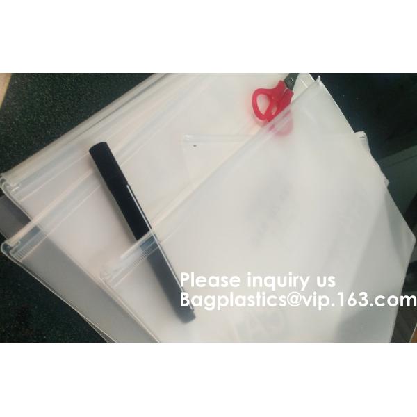 Document File Zip Bags with Hook Hanger Slider Stationary Pen Pencil Packaging Bags,Office Green Clear Zip Folders PVC F