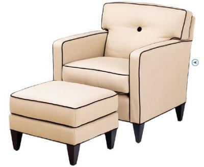 High End Cream Leisure Chair Ottoman Accent Two Arm Chaise Lounge