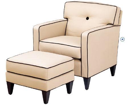 High End Cream Leisure Chair Ottoman Accent Two Arm Chaise Lounge