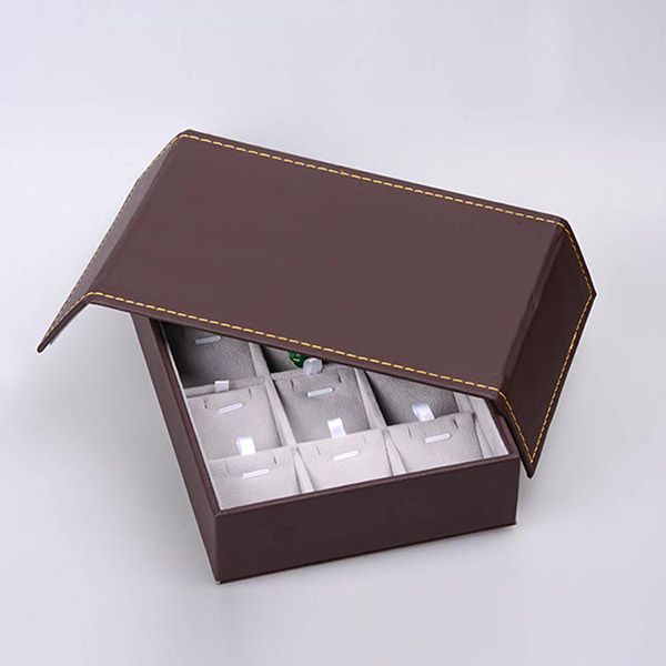 Коробка дисплея кольца широкого слота, черный складной витринный шкаф ювелирных изделий с крышками