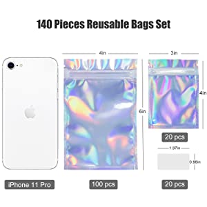 Smell Proof Mylar Bags, Foil Small Zip lockk Bags, Halloween Christmas Favor, Foil Pouch Slidelock