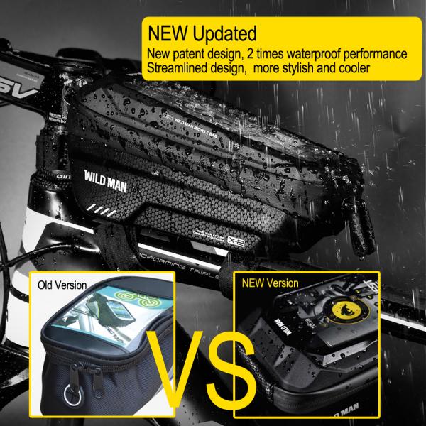 Front Tube Frame Bike Bicycle Handlebar Bag with 1L Capacity Waterproof Phone Mount