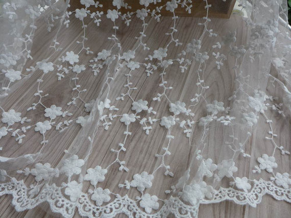 Сетка нейлона цветка хлопка шнурка вышивки Веддинг Бридал ткань 49,21