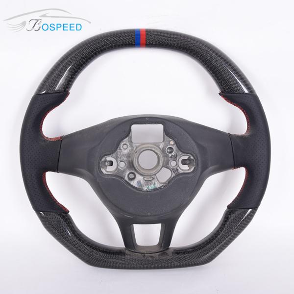 Perforated Leather Volkswagen Carbon Fiber Steering Wheel 350mm Plain Weave 2022