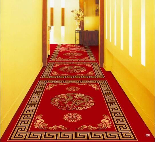 Red Polypropylene Wilton Patterned Carpets For Hotel Banquet Hall
