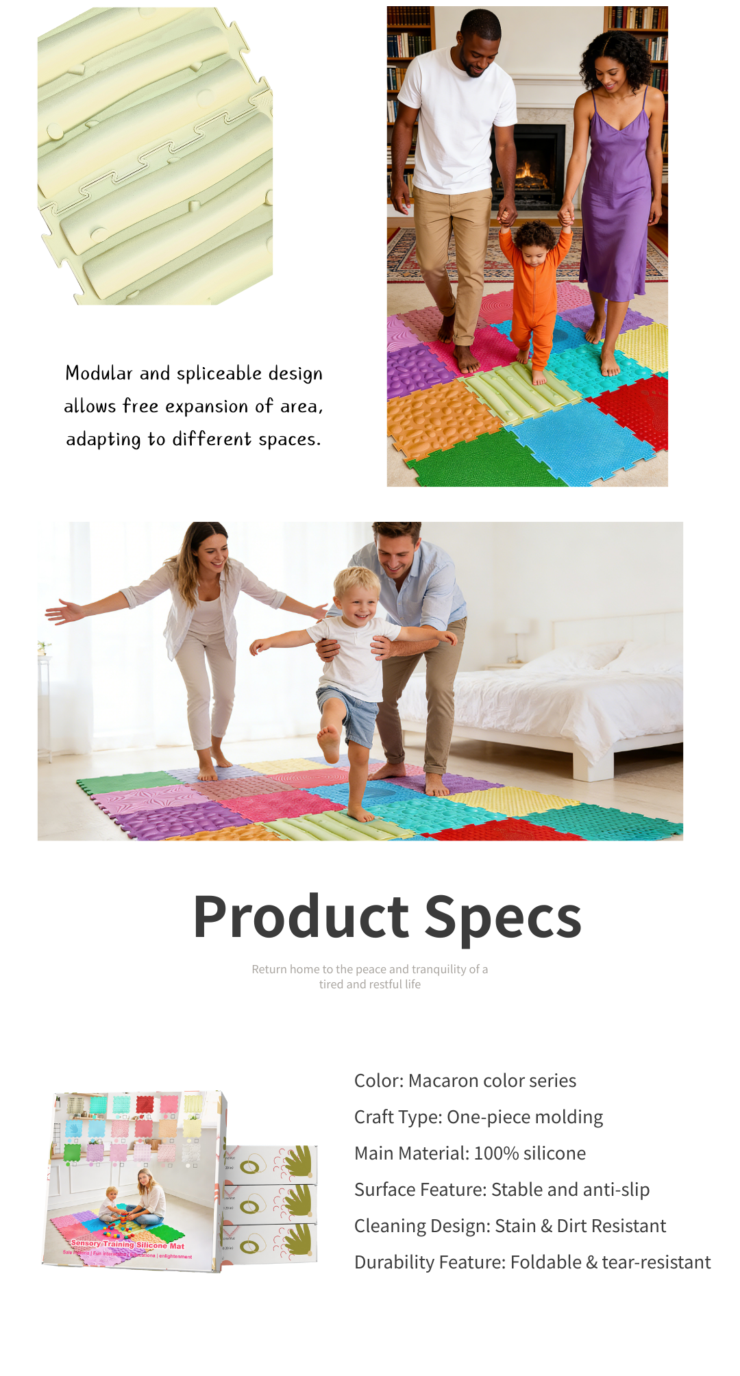 Durable Portable Lightweight Silicone Mat Kids Sensory Training Convenient Tool Household Non Slip Tactile Balance Pad