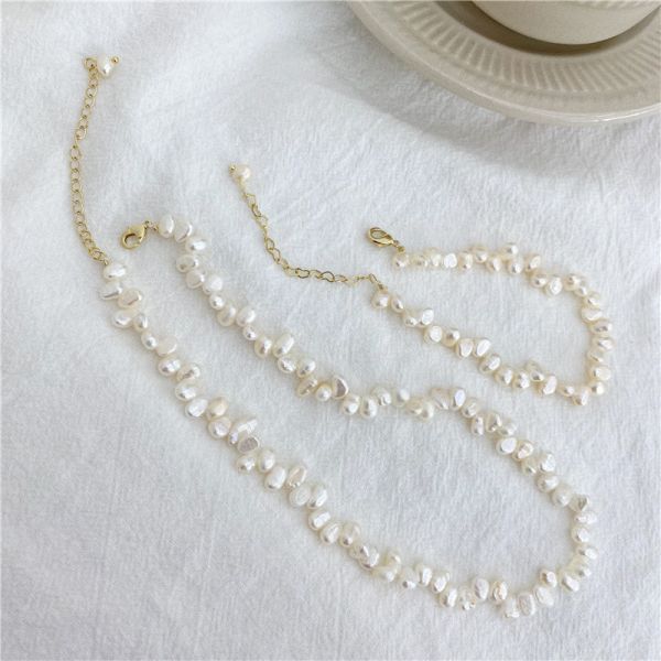 Popular Woman Beads New Fashion Baroque Pearl Necklace Choker 18k Gold for Woman