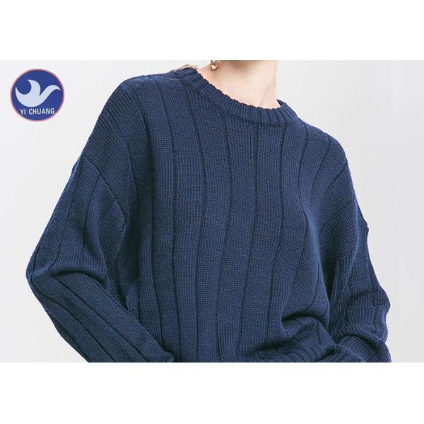 Ribs Knitting Ladies Wool Jumpers Acrylic Blended Pullover Sweater Anti - Pilling