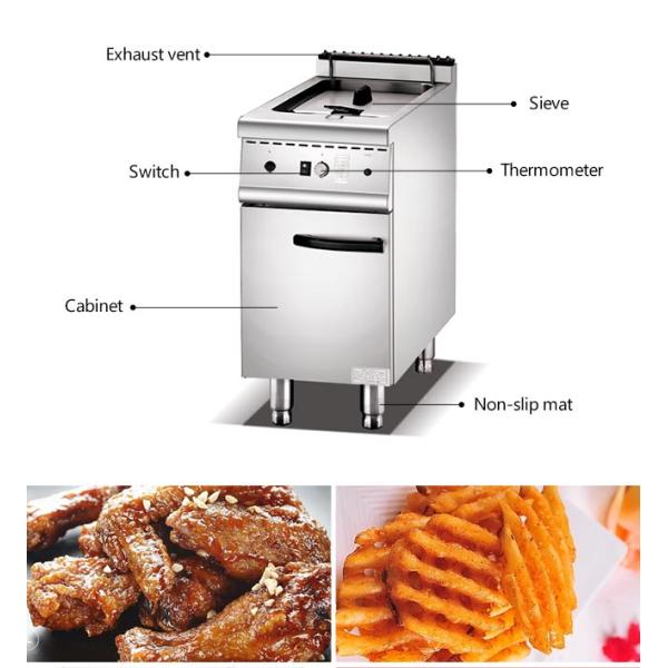 Durable 1.23kg/H 18L Commercial Gas Deep Fryer