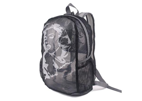 Collapsible Light Blue Mesh Backpack Polyester Rucksack For Hiking