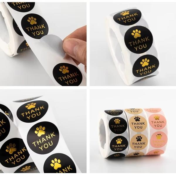Gold Foil Private Thank You Label Sticker Roll Adhesive with Custom Design Printing
