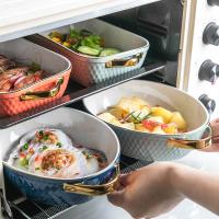 Não bandejas de cozimento cerâmicas da cozinha da vara com ouro Rim Nordic Style