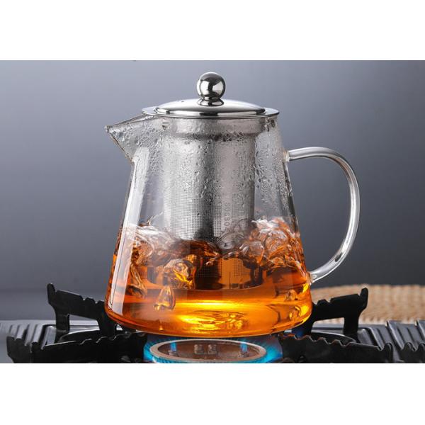 Tetera de cristal a prueba de calor clara con Infuser alrededor de la forma del cuadrado de la forma