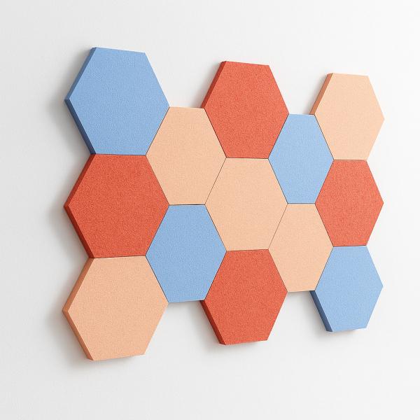 Aesthetic Hexagon Acoustic Panels 30x25cm 12mm Sound Absorption Customized
