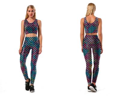 Polyester Mermaid Swim Leggings , Holographic Mermaid Leggings With Top