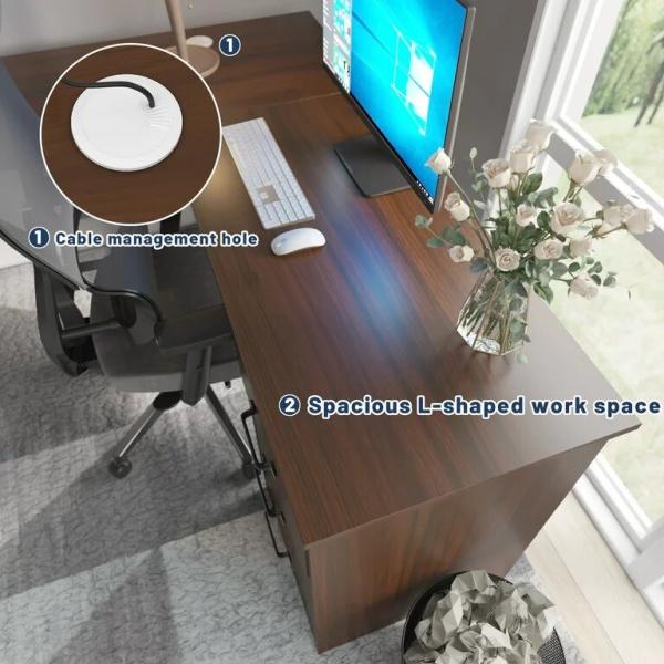 Multi Size L Shape Solid Wood Desk For Building Hotel Office