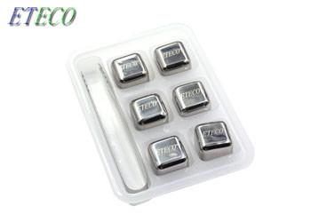 Silver Reusable Stainless Steel Ice Cubes For Whiskey Wine Beverage Sextuplet