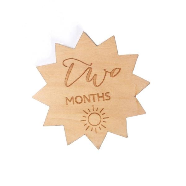 Hot Sale Newborn Wood Baby Birth Monthly Milestone Recording Markers Cards Wooden Engraved Photo Props Milestone Cards