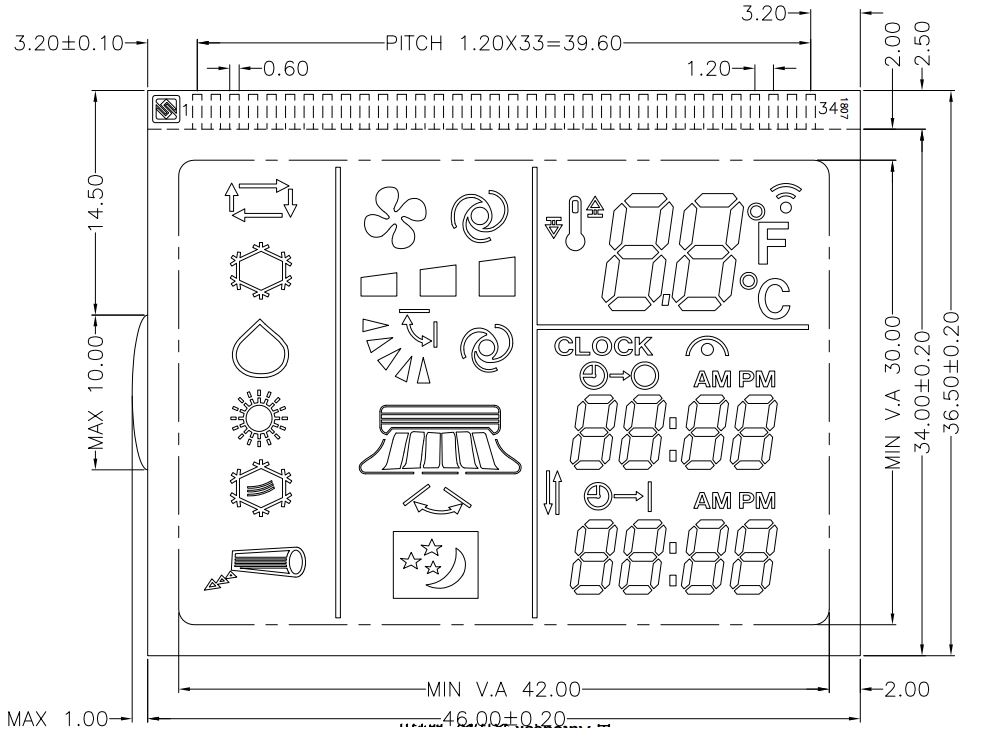 3.0 V Положительный TN Трансмиссивный кондиционер Дистанционное управление Настраиваемая ЖК-панель