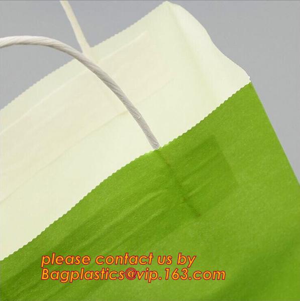 Recycle eco friendly Brown flat bottom shopping kraft paper bag With Paper Handle, Recyclable luxury style printed gift