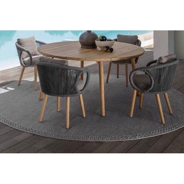 Outdoor table 4pcs Chairs Outdoor Teak Wood Table And Rope Chair