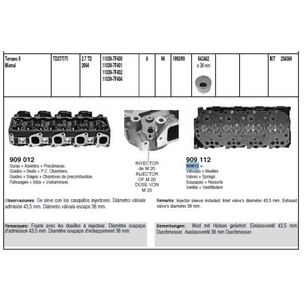 Головка цилиндра NISSAN TD27 Terrano полная с диаметром инжектора - 20MM