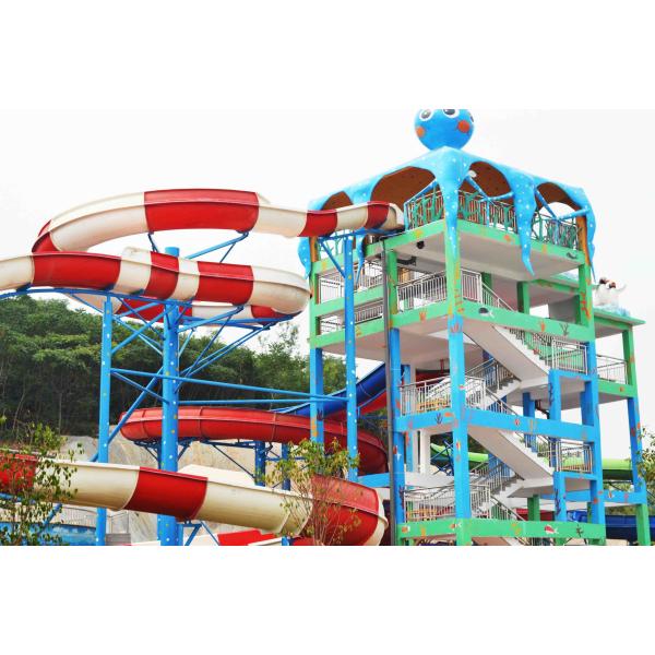 Подгонянные водные горки стеклоткани спирали цвета гальванизировали железный каркас углерода