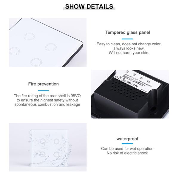 4 Gang Smart Light Switch Uk Smart Touch Wall Switch With Google&Alexa