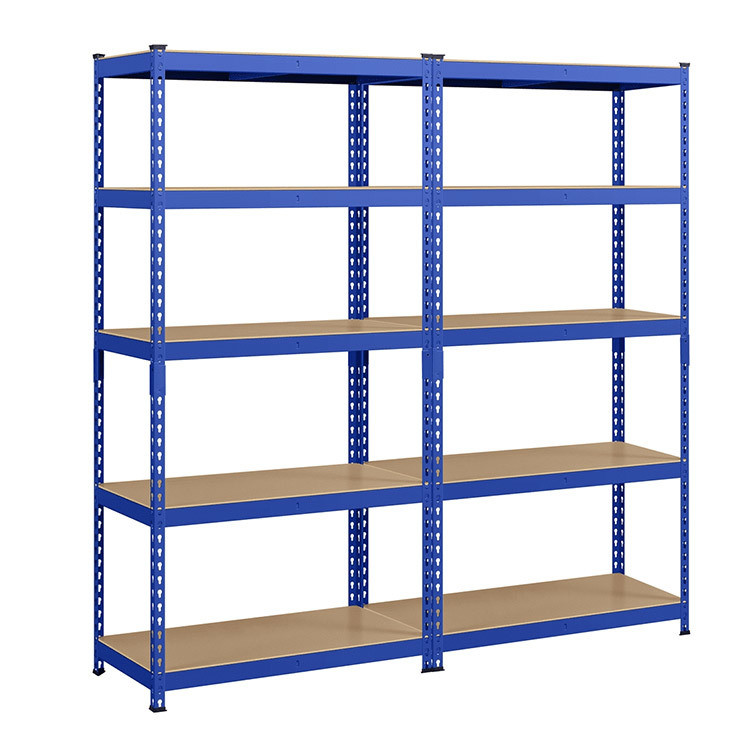 Stocked 5-Tier Industrial Metal Light Duty Rack Steel Boltless Rivet Shelving for Warehouse