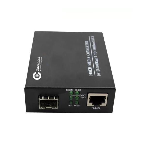 Fiber Media Converter 10/100/1000Mbps Singlemode SMF 1310nm Dual SFP Slot 40KM