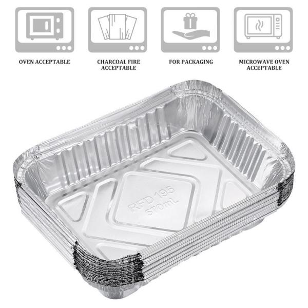 Hotsale Food Grade Custom Logo Rectangle Aluminum Takeaway Foil Food Containers Silver Foil Baking Pan/Trays
