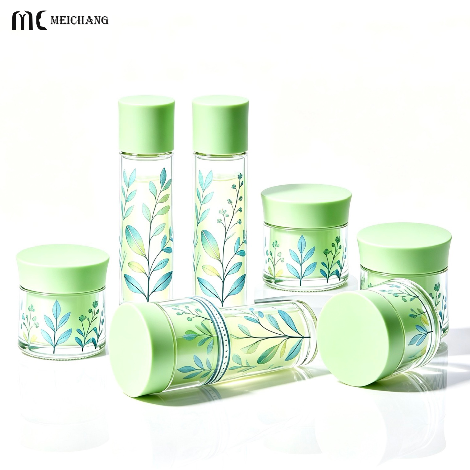 50g/45ml/110ml/145ml Light-Blocking Refillable Glass Skincare Packaging Set – Customizable UV-Protective Cosmetic Bottles & Cream Jar for Sustainable Beauty Brands(MC-327)