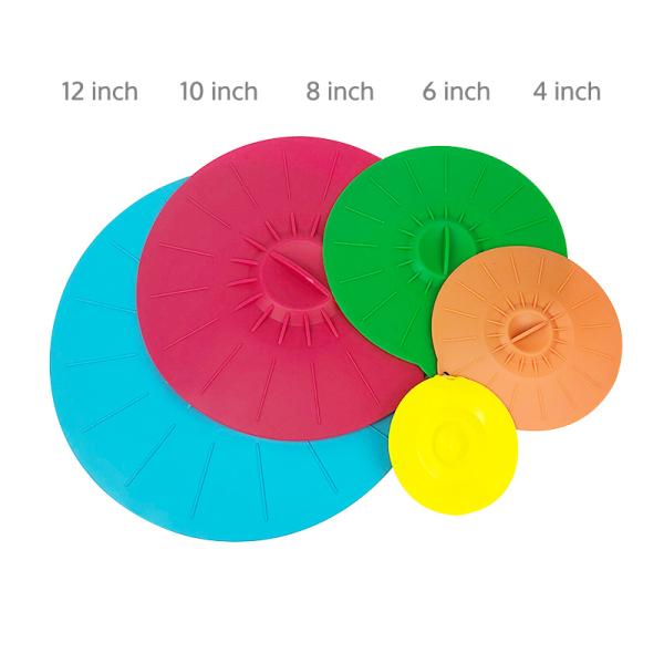 Food Standard Decorative Reusable Microwave Oven Safe Silicone Rubber Pot Cover Mug Bowl Suction Spill Stopper Lid with handle
