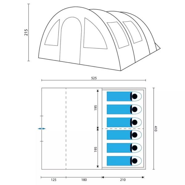 Sunroof 6 Person 390cm Outdoor Camping Tent