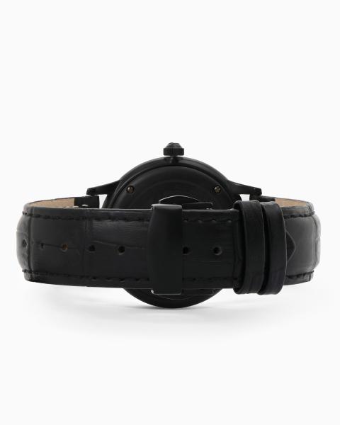 Black Men Leather Wrist Watch , Mens Classic Leather Strap Watches