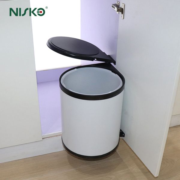 Built-in Kitchen Cabinet Waste Bin Pull Out Trash Can Soft Closing Household Rubbish Can