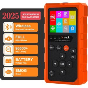 Xtruck 819 Handheld OBDII Scanner with Enhanced OBD2 Mode 6, 9 Major Protocols Support, and 2.8-inch IPS Display