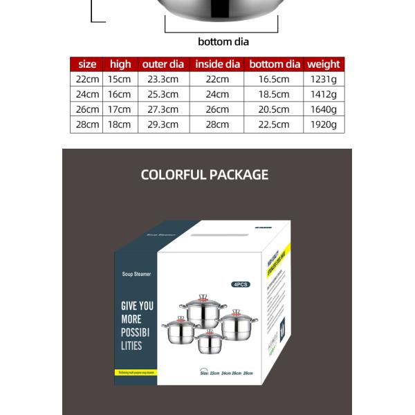 Multi-function Silver Kitchen Cookware Cooking Pot Set Stainless Steel Soup & Stock Pots Sets With Stainless Steel Handle