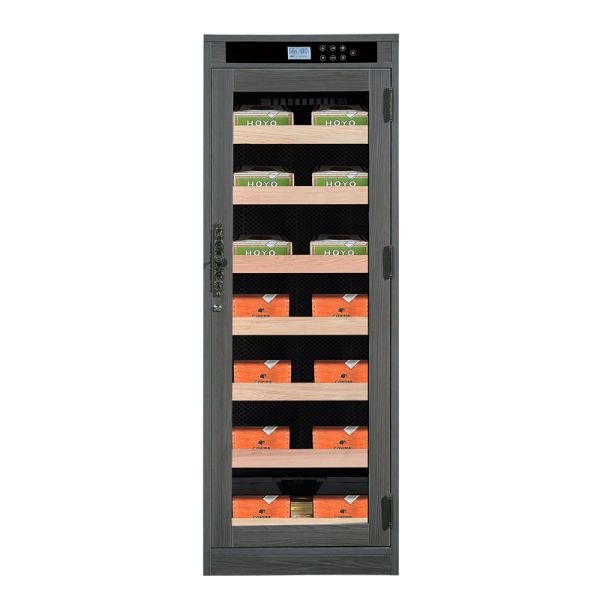 Luxury Solid Wood Cigar Cooler Humidor with Adjustable Humidity Tray, Built-in Thermometer, and Removable Shelving