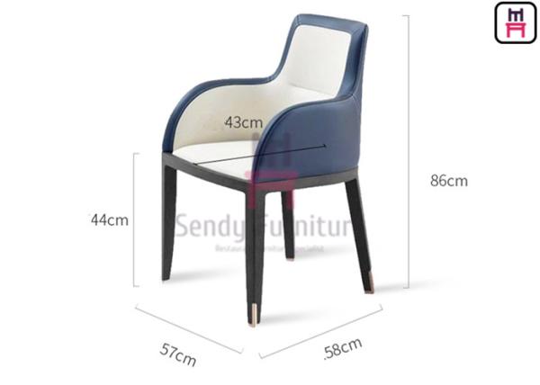 Dual Color Leather Upholstered Ahs Wood Dining Chair With Armrests