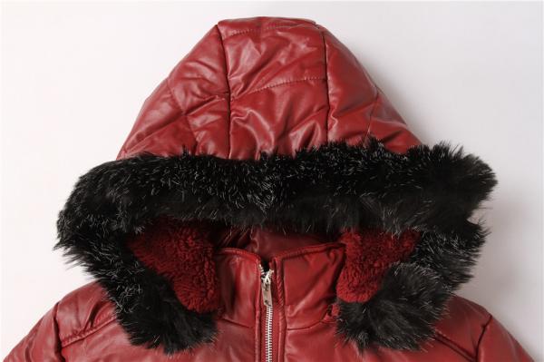 Ladies PU Coats Jacket Quality Fashion Keep Warm Autumn And Winter Burgundy