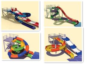 Interactive Swimming Pool Water Slide Equipment Mix Color Steel Columns