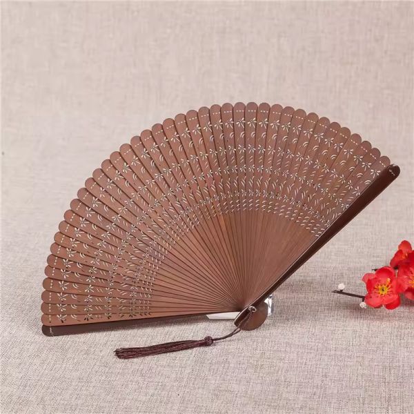 Custom Bamboo Hand Fans 18Cm Hollow Engraved Bamboo Bone Folding Fan